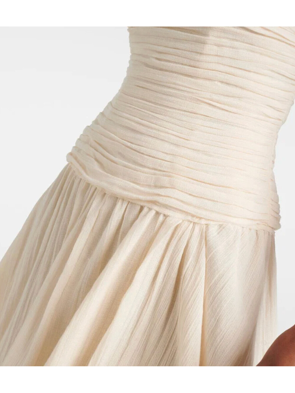 NWT Staud High Tide Asymmetrical Strapless Maxi Dress Ivory Gauze Sz 8/Medium - Picture 4 of 9